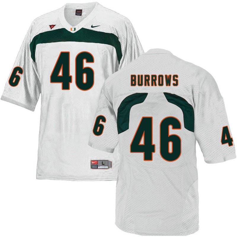 Nike Miami Hurricanes #46 Suleman Burrows College Football Jerseys Sale-White